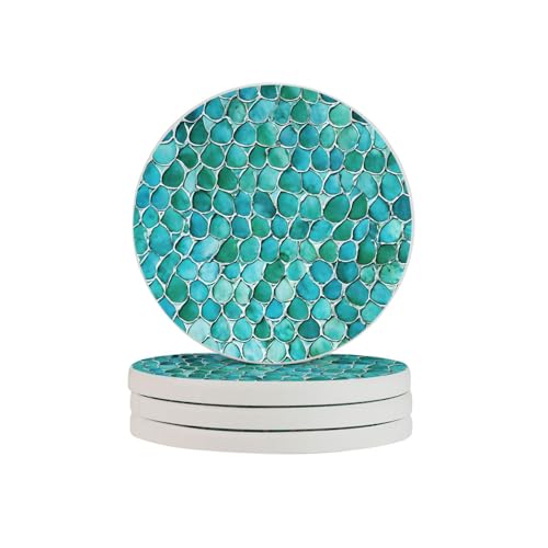 Dessous de verre diatomite bleu sarcelle et rose pastel - 2