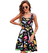 uideazone Women's Sleeveless Scoop Neck Summer Beach Casual Midi A Line Dress