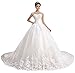 KingBridal Sweetheart Lace Chapel Train Ball Gown Wedding Dress (14, White)