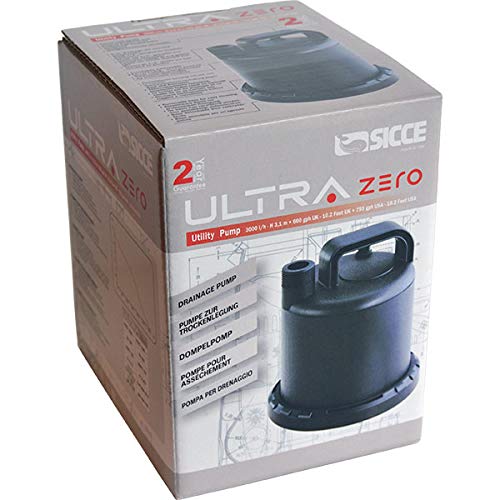 Sicce Ultra Zero 793 Gph Multi-Purpose Water Pump | Garden Hose Connection Portable Handle | Ultra Quiet Durable Aquarium Fish Tank Fountain Pond Hydroponics Terrarium Black | Freshwater & Saltwater #TOP1