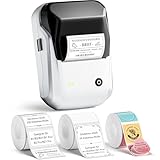 NIIMBOT B1 Etikettendrucker mit 3 Rollen Wasserfester Etiketten Selbstklebend, Tragbarer Beschriftungsgerät Bluetooth Label Printer Aufkleber Drucker für Schulbedarf, Barcode, Adresse, Silber