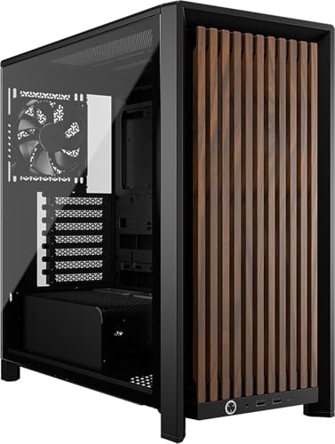 CORSAIR Frame 4000D Wood RS Boîtier PC Moyen-Tour – Panneau Avant en Bois, 4 Ventilateurs PWM RS120 Inclus, Compatible avec Carte Mère Inversée,...