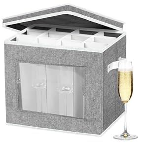 Champagnerflöten-Aufbewahru... mit Trennwänden, Champagnerglas-Aufbewahrung... Hartschalen-Stielglas-Aufbe... für 12 Kristall-Champagnerflöten Aufbewahrung und