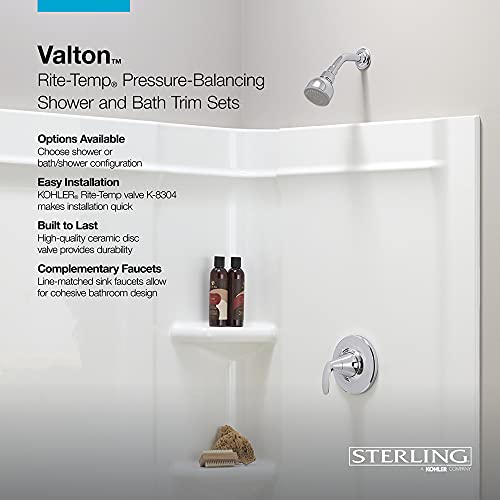 Juego de grifería para bañera y ducha Valton Rite-Temp Sterling TS24820-4G-CP, 1,75 GPM, fácil de limpiar, construcción duradera premium, resistente a la corrosión, cromado pulido miniatura 2