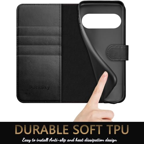 DuckSky Compatible with Google Pixel 11 Pro XL Genuine Leather Wallet case【RFID Blocking】【4 Credit Card Holder】【Real Leather】 Flip Phone case Cover Women Men for Pixel 11 Pro XL case Black by DuckSky - Used condition - Image 6