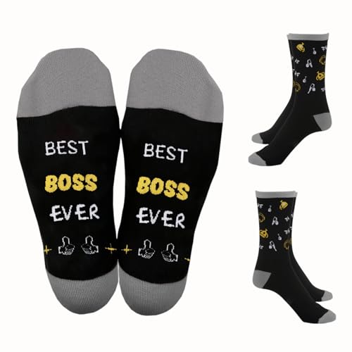 FAJUXIS Best Boss Ever Socks Boss Gifts Socks Bosses Day Gifts for Men Birthday Gift for World Best Leaders Managers Bosses Gift Leaving Christmas Retirement Thanksgiving from Colleague Employee