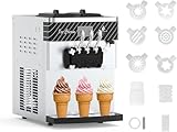 Festisoul Commercial Soft Serve Ice Cream Machine - 3 Head 2450W Countertop Ice Cream...