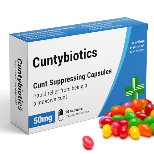 Cuntybiotics - Funny Rude Joke Prank Pill Box - Gag Gift with Jelly Beans Sweets Secret Santa Joke Gifts for Men Christmas Xmas Gifts for Men Xmas Gifts Cuntibiotics Funny Secret Santa Gifts