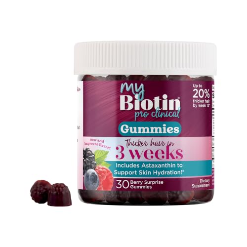 Purity Products - MyBiotin ProClinical Gummies - Thicker Hair in 3 Weeks & Fights Wrinkles - MB40X Biotin Matrix w/Astaxanthin - 40X More Soluble vs Ordinary Biotin 30 Berry Gummy Chews