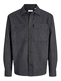 JACK & JONES Men's Perfect Melange Overshirt, Dark Grey Melange, M