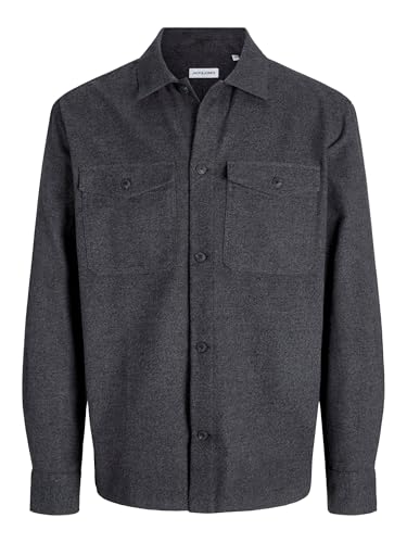 JACK & JONES Men's Perfect Melange Overshirt, Dark Grey Melange, M
