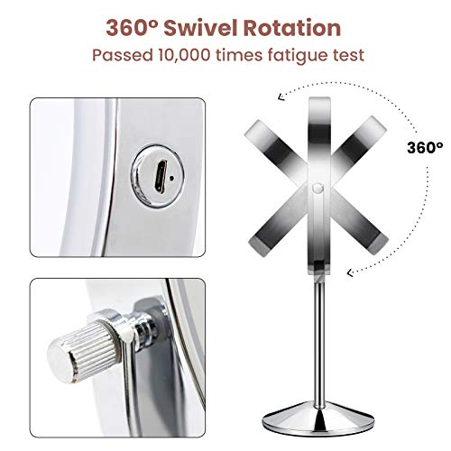 TOGETOP Led-make-upspiegel, verlichte make-upspiegel met 5 x / 1 x vergroting, oplaadbare make-upspiegel, tafelspiegel - Image 6
