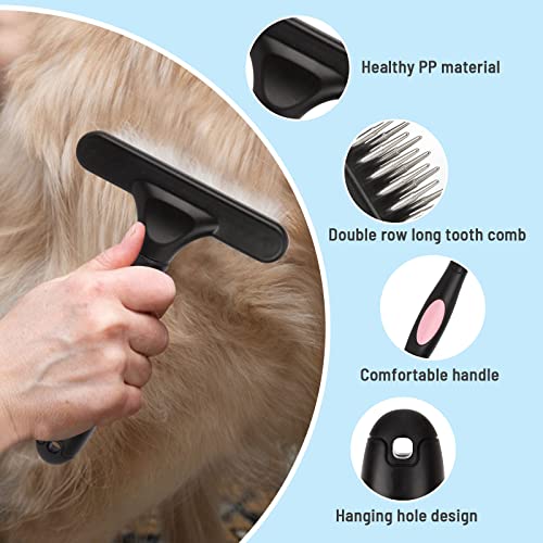 Dog De-Shedding Brush - For Dogs, Cats, Rabbits, Grooming, Stainless Steel In Double Row Of Teeth, Reduces Shedding, Undercoat Rake (Blue) #TOP4