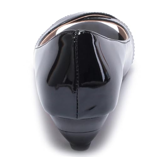 Peep Toe Slip On Womens Patent Kitten Heels Pumps Shoes3