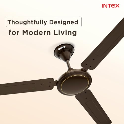 Image of Intex Aero Silk 1200MM Ceiling Fan 3 Blade 380 RPM | High Speed Motor 210 CMM | Air Delivery 50W Low Power Double Ball Bearing | Rust Proof Alluminium Blade 24 Month Warranty (Smoke Brown)