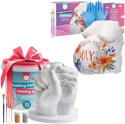 chuckle Hand Casting Kit with Base & Paints + Belly Casting Kit Pregnancy - Mothers Day Gift, Fathers Day, Anniversary, Engagement, Wedding, Birthday Gifts image 5