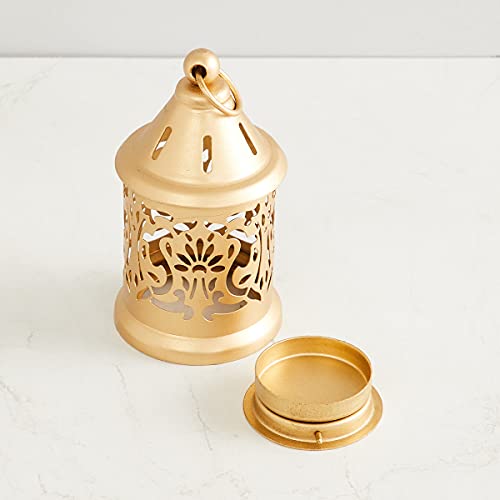 Image of Home Centre Raga-Manthan Round Metal Hanging Lantern ( Golden , Set of 2 Pieces )