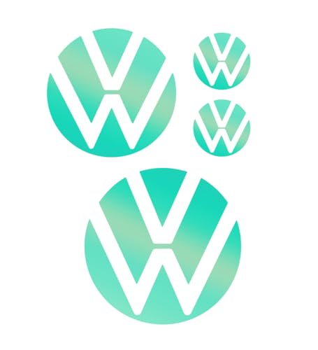 Image of IPG Decal Made for Volkswagen 2021 Passat Polo Tiguan Golf Rear /Front Emblem Logo Decals Stickers Set (4 Units) (Blue Coral)