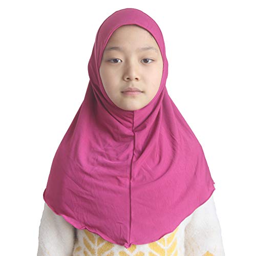 Modest Beauty Girls Hijab Muslim Kids Scarf Headwear Solid Color for 7-12 Years Ready to Wear