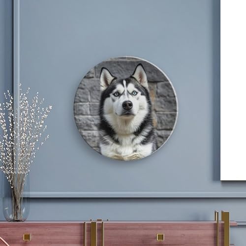 Plato decorativo Husky Dog estilo chino 7 pulgadas miniatura 5
