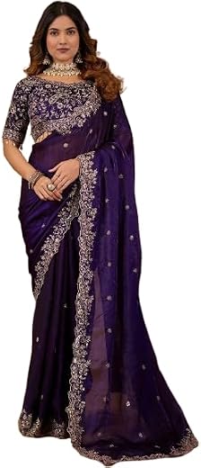 Bhagyavati Designer Designer Sequins and Jari Thread Embroidery Work Saree with Elegant Border and Intricate Cutwork Detai...