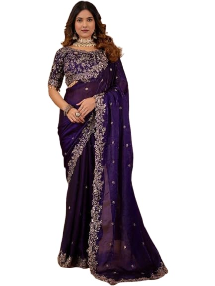 Bhagyavati Designer Designer Sequins and Jari Thread Embroidery Work Saree with Elegant Border and Intricate Cutwork Detai...
