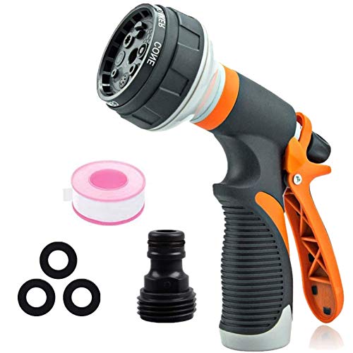 XuHuYu Garden Hose Nozzle Spray Nozzle,Hose Nozzle Heavy Duty,8 Spray Patterns,Hose Spray Nozzle for Watering Lawns and Garden,Cleaning & Car Washing