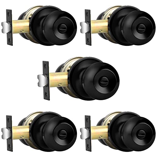 Probrico DL607BKBK Matte Black Ball Privacy Interior Door Knobs Bed/Bath Door Locks Keyless Door Handles Stainless Steel Locksets For Bedroom And Bathroom  cover