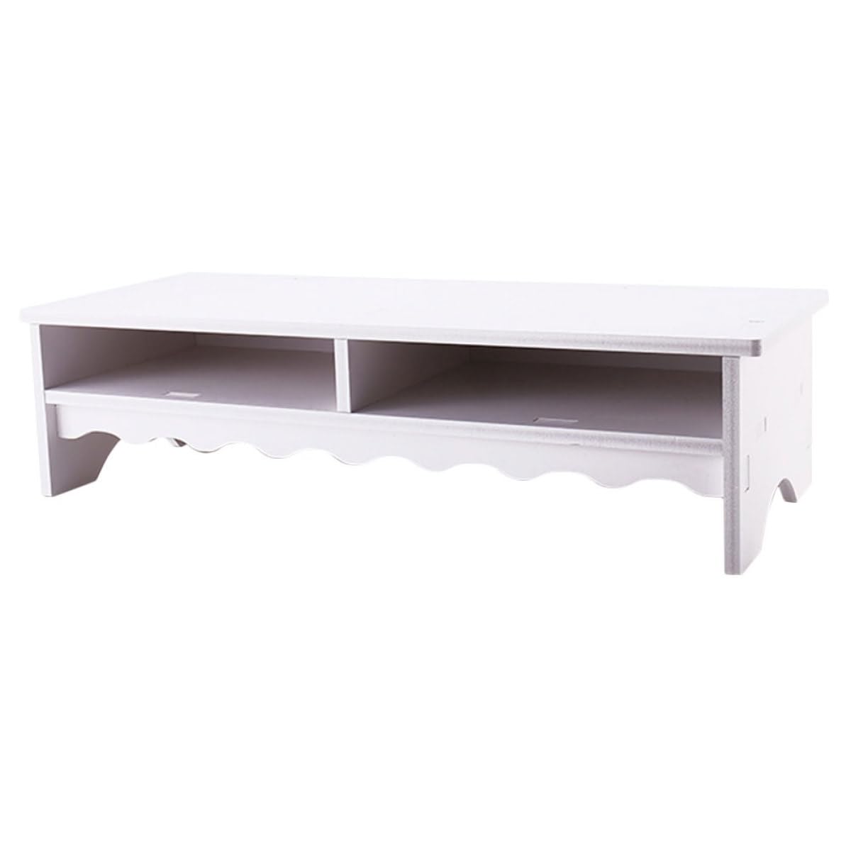 Support écran PC double couche PLAFOPE blanc avec rangement pour bureau ergonomique et ordonné