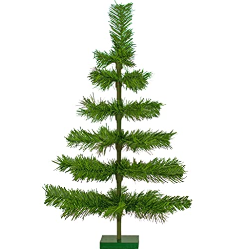 24" Alpine Green Christmas Tree Tinsel Tabletop Artificial Brush Indoor Outdoor Base Stand Included 2FT Tall (Alpine Green)