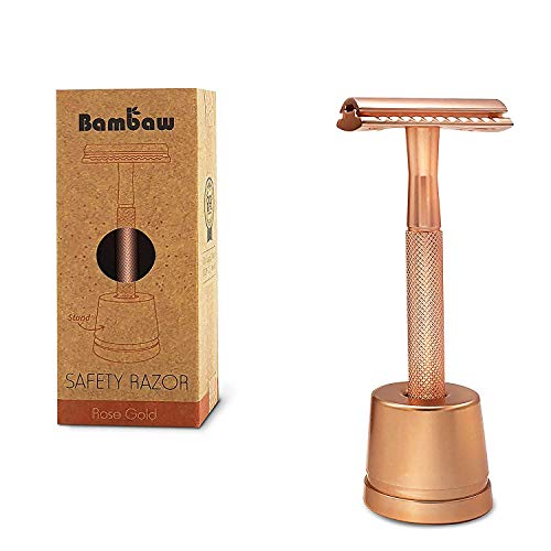 Safety Razor Rose Gold with Safety Razor Stand | Reusable Razor | Eco