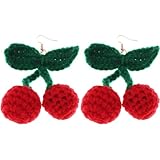 MAGICLULU Pendientes de Cereza Creativos para Mujer, Hechos a Mano en Tela, Diseño Divertido y Pequeño, Ideales Vida Diaria y Ocasiones Formales