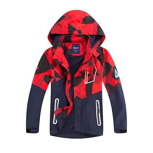 Adorel Pojkar Jacka Vattentät Skinna Fodrad Täcka Röd 9-10 år ( Tillverkarens Storlek 140 )