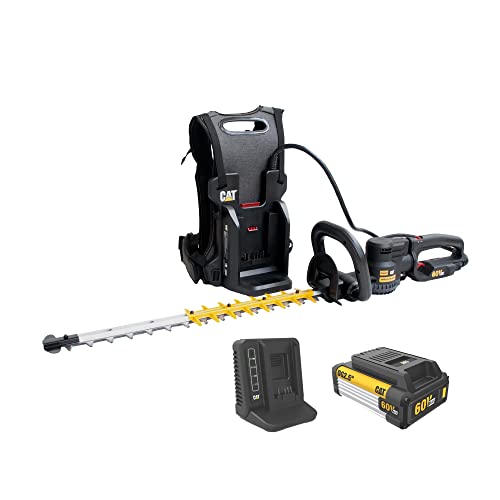Cat DG620 60V 25” Brushless 2-Speed Backpack Hedge Trimmer Cordless, Shrub Trimmer with Rotating Rear Handle, Lightweight Bush Trimmer Cordless – Battery & Charger Included 60V Backpack Hedg