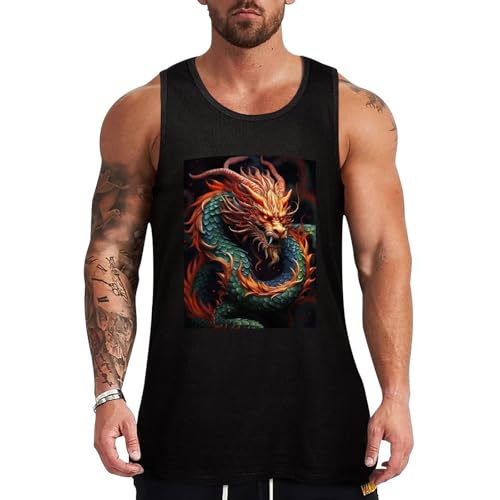 Débardeurs homme dragon chinois : chemises sans manches, vêtements été et sous-vêtements slim