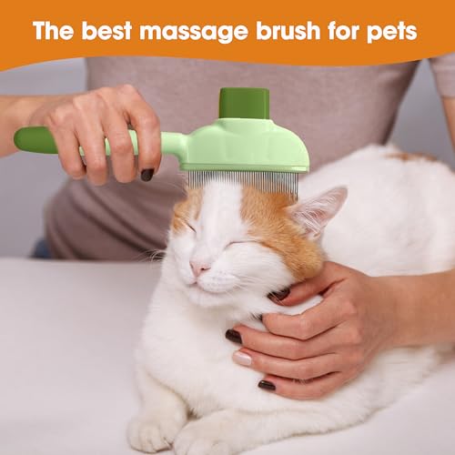 Image of Cat Hair Brush & Dog Brush, Deshedding Brush for Long or Short Haired Pets, Removes Loose Fur, Durable Stainless Steel & ABS Design (green 2pcs)