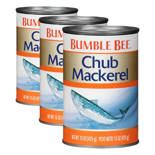 Image of Bumble Bee Chub Mackerel, 15 oz Can - Canned Mackerel Fish, High Protein Keto Food, Gluten Free (Pack of 3)