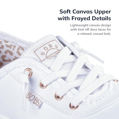 Skechers Women's Bobs B Cute Sneaker – Memory Foam, Flexible Outsole, Lightweight Vegan Shoes, White, 5.5