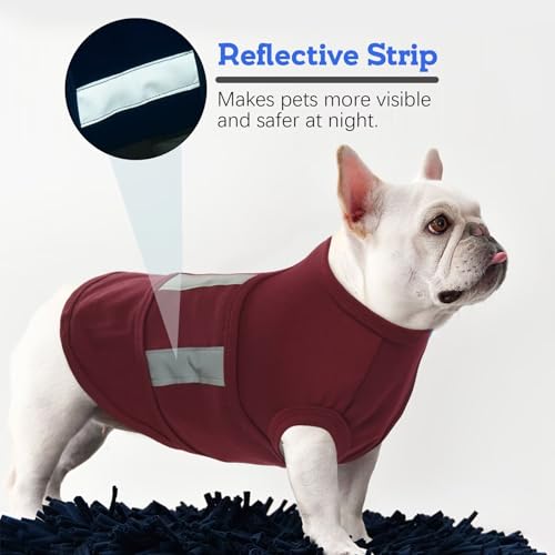 Image of MIGOHI Soft Dog Calming Vest for Thunderstorm, Fireworks, Travel & Separation - Anxiety Relief for Small Dogs, Bordeaux, XS