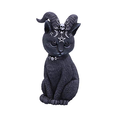 Nemesis Now Pawzuph - Statuetta di gatto occulto, in poliresina, colore: nero e argento, 11 cm