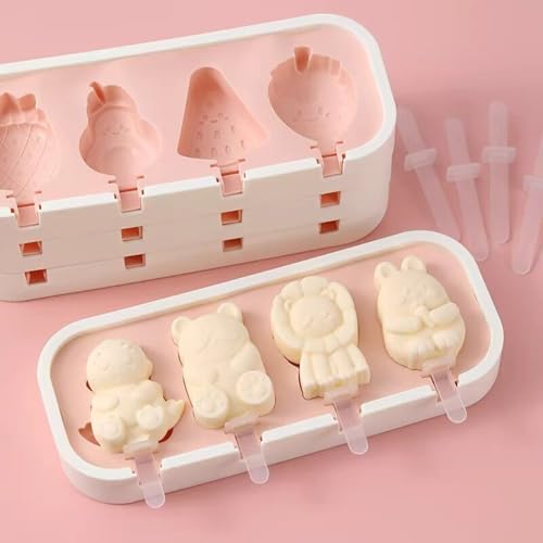 Molde de silicona para paletas de 4 cavidades con tapa miniatura 4