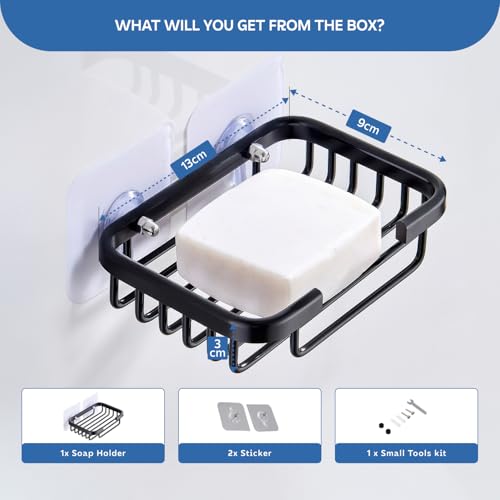Image of MIORAH Soap Holder Bathroom Wall Stickable - Soap Stand for Bathroom, Soap Case & Soap Dish No Drill Adhesive, Bathroom Soap Holder Strong Grip