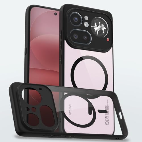 Image of Pikkme Back Cover for Nothing Phone 4a Pro 5G Compatible with Mag-Safe | Shockproof Design | Hard Transparent Back Case (Black Mag-Safe)