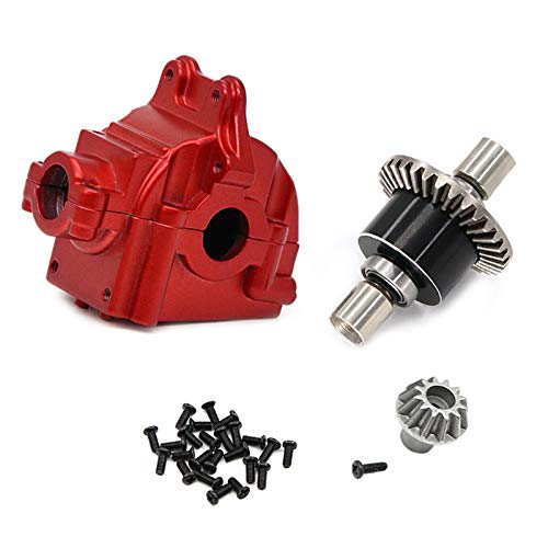kingsea Metal RC Car Gearbox Upper Lower Gear Box Housing & Differential Gear Compatible with Wltoys 144001 1:14 Model Car Buggy Truck Upgrade Part Accs(Red)