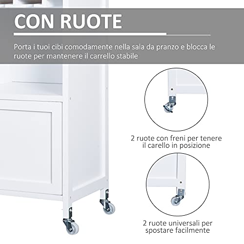 HOMCOM Mobiletto da Cucina con Ruote