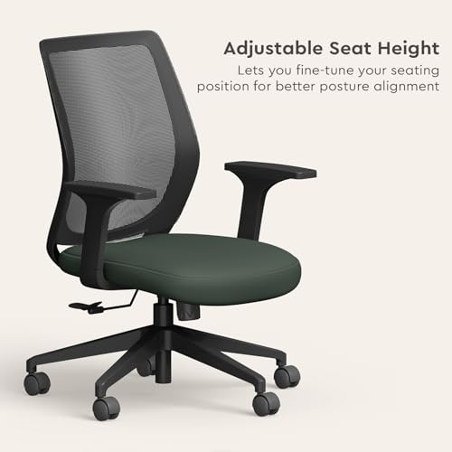 Image of Interio by Godrej Curv Premium Mesh Wide Back Ergonomic Chair for Work from Home /Study | 1 Year Warranty | Height Adjustable Chair | Heavy Duty PP Base | DIY Installation (Earthstone)