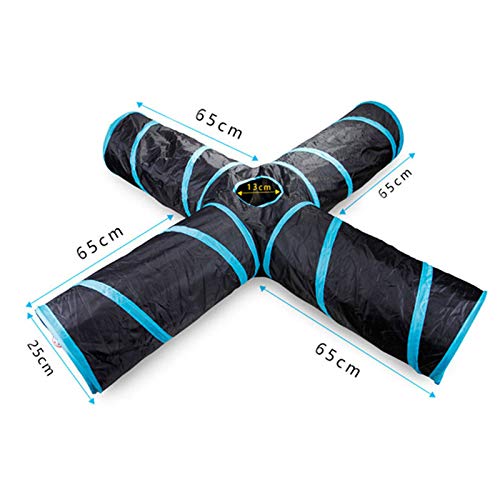 Tunnel de jeu chat noir bleu pour amuser votre chaton dans le salon