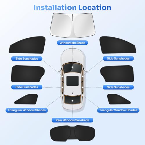 Image of Canvcle Window Shades for 2021-2026 Toyota Sienna Accessories Windshield Sun Shade Side Rear Window Covers Sunshade Sun Visor Shield Privacy Protection for Camping Keep Vehicle Cool Black 8PCS