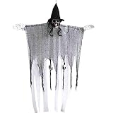 Momangel 130 x 70 cm Halloween-Anhänger mit Schädel-Gespenst, Geister-Anhänger, Spukhaus, Party, Haus, Zeremonie, Wohnzimmer, Heimtextilien-Zubehör Schwarz