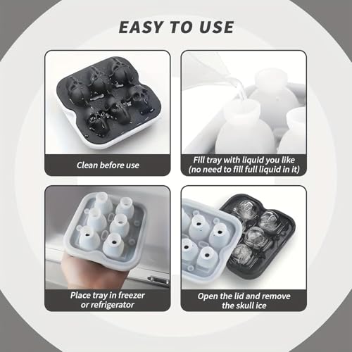 Molde de silicona para cubos de hielo calavera 4 cavidades miniatura 5